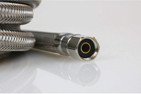 EZ-FLUID 180"(15Ft) x 1/4" Female Comp x 1/4" Female Comp; Burst-Proof Stainless Steel Braided Flexible Water Line