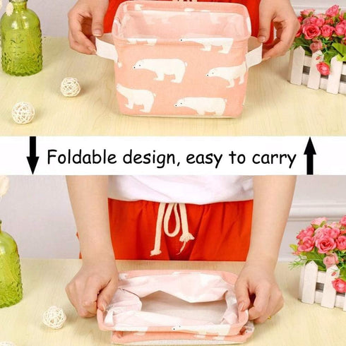 Foldable Storage Basket - Set of 6 Small Collapsible Canvas Organizers with Handle for Home Decor and Toys