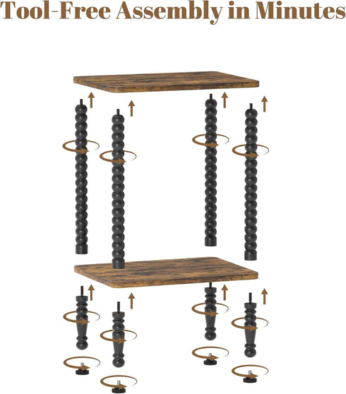2-Tier Side Table, Small End Table, Nightstand with Storage Shelves, Coffee Table for Small Spaces, Curved Design, Sofa