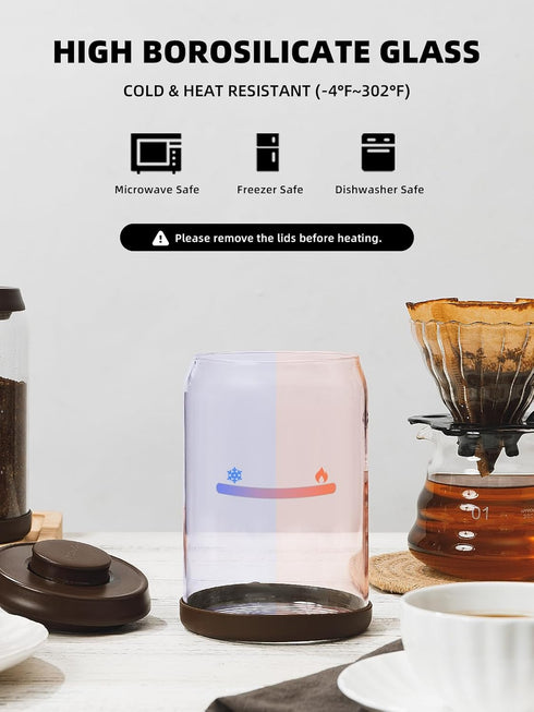 Glass Coffee Jar for Coffee Bar, 900 ml Pop Top Airtight Container with CO2 Valve, 30 Oz Coffee Storage Canister, Brown