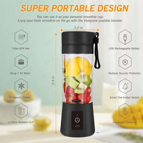 Generic Portable Blender, Purple, USB Rechargeable, Detachable Attachment, 380ml Capacity