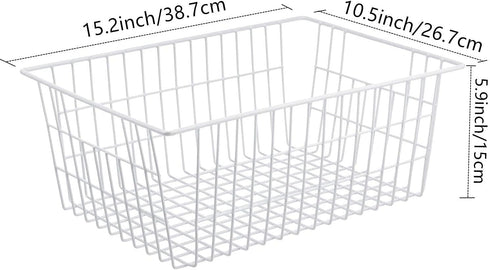 Redrubbit Large Wire Storage Baskets, Set of 6 Farmhouse Metal Freezer Basket Organizers with Handles for Kitchen,