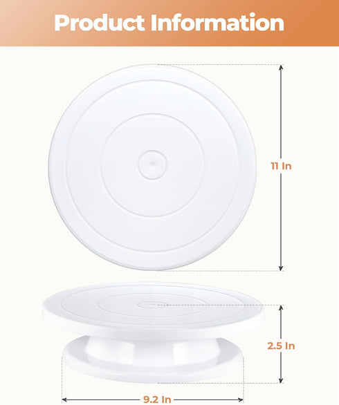 Kootek 11 Inch Cake Stand, Rotating Cake Turntable for Decorating, Display & Baking, Smooth Revolving Spinner Stand