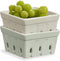 ONEMORE Ceramic Berry Basket, Square Fruit Bowls, Rustic Stoneware Berry Colander Set
