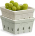 ONEMORE Ceramic Berry Basket, Square Fruit Bowls, Rustic Stoneware Berry Colander Set
