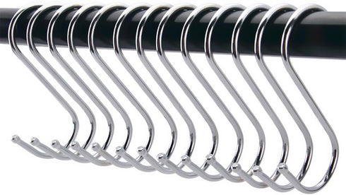 Premium S Hooks, Heavy Duty Stainless Steel Hanger Hooks, Set of 12, Ideal for Hanging