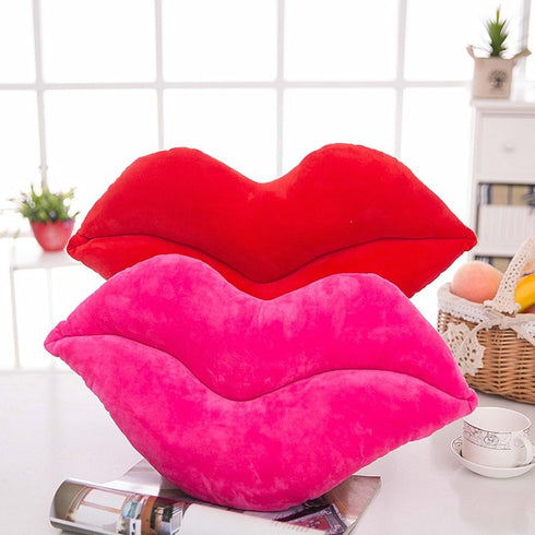 LEVINIS Hot Pink Lip Shape Throw Pillows, 23.6 x 13.6 Inch Soft Velvet Decorative Reversible Cushion for Bed, Couch,
