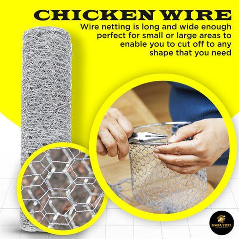 24 150 2 20GA PM24x150x2 Chicken Wire in x FT x Mesh x | Poultry Wire Netting | Hot Dipped Galvanised | Hexagonal