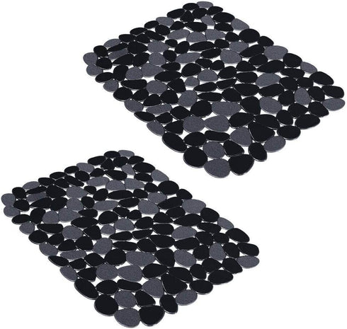 Yolife Pebble Sink Mats - PVC Sink Saddle Protectors for Stainless Steel Sink, 2 Pack (Black), 15.8inch x 12inch