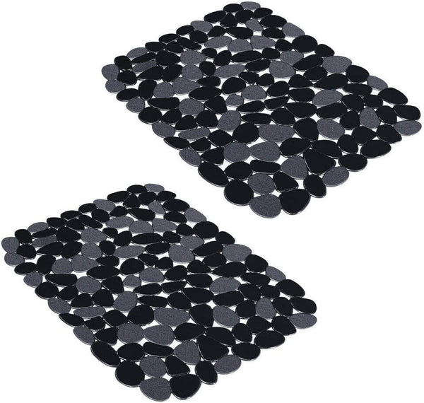 Yolife Pebble Sink Mats - PVC Sink Saddle Protectors for Stainless Steel Sink, 2 Pack (Black), 15.8inch x 12inch