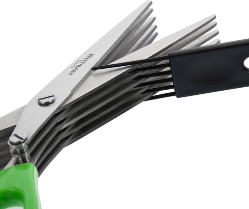 Westmark Germany Stainless Steel 5-Blade Herb Scissors with Cleaning Comb