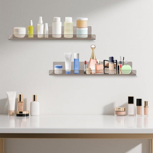 6 Pack 15" Dezzer Acrylic Shelves for Wall, Acrylic Floating Shelves for Bathroom Bedroom, Invisible Bookshelf Wall