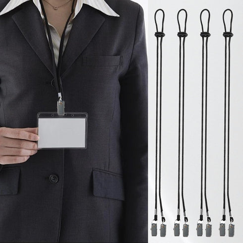 UPSTORE 3PCS 35.4'' Black Adjustable Elderly/Adult/Baby/Toddler Napkin Fixing Clip Dental Bib Clasp Holder Lanyard Neck