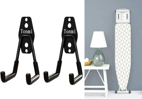 2Pcs Ironing Board Hook, Wall Mount Holder for Laundry & Utility Rooms