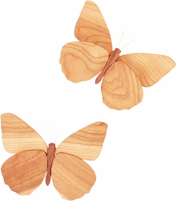 Telinego 2 Pack Handmade Wooden Butterfly Wall Art Hanging Decor Butterflies Wall Art