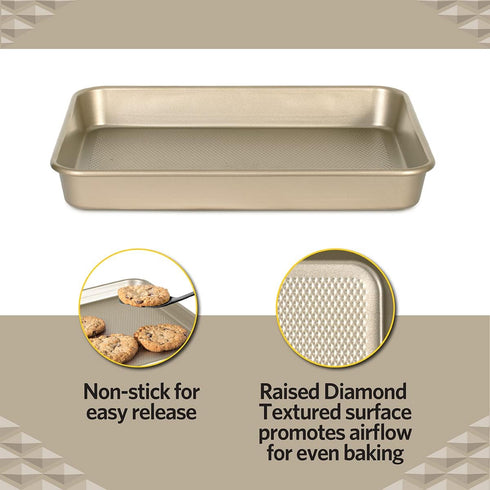 Glad Baking Pan Nonstick - Oblong Metal Dish for Cake and Lasagna - Heavy Duty Carbon Steel Bakeware, Medium by Glad