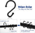 Metal Shower Curtain Hooks, Set of 12 Rust Resistant S Shaped Rings for Kitchen Utensils, Clothing, Towels, etc. (Black)