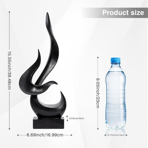 Paytonture Black Fire Flame Sculpture, Modern Abstract Resin Statue, Art Statue Home Decor for Living Room TV Stand