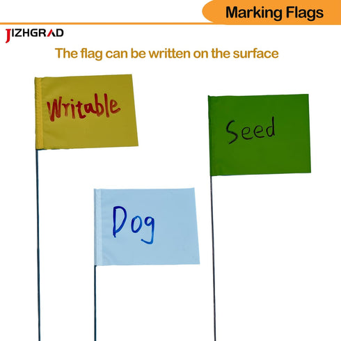 Yellow Marker Flags, 100 Pack Construction Marking Flags, 4x5x16 Inch Yard Flags for Invisible Fence, Survey