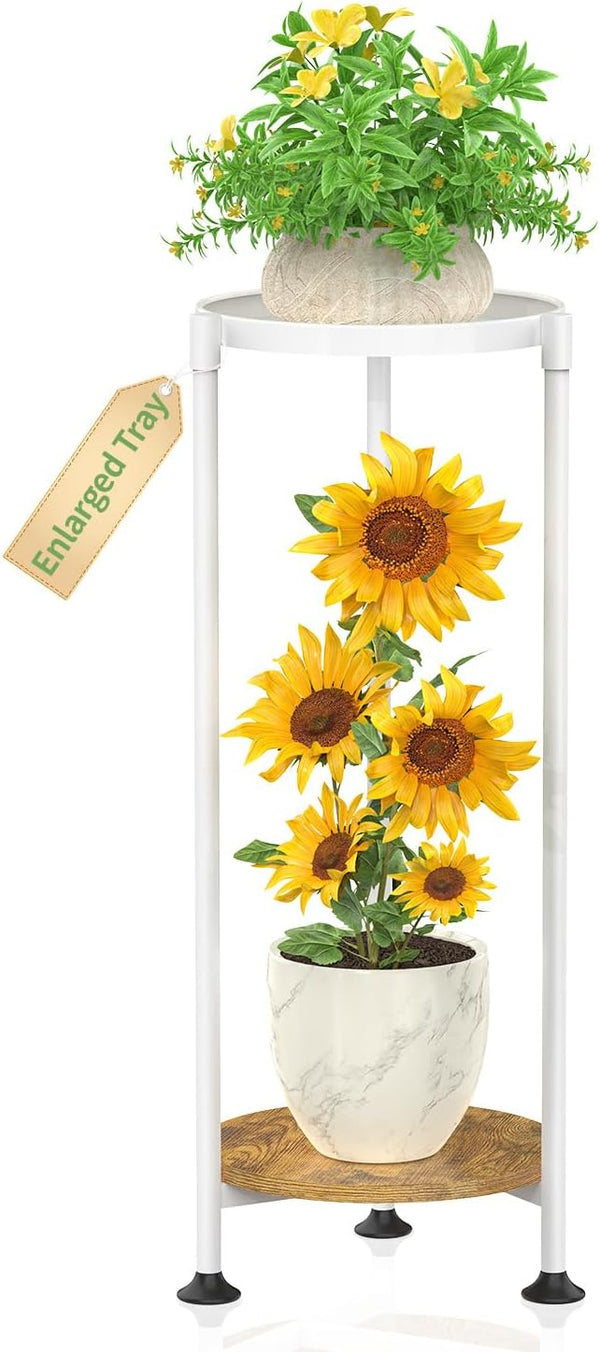 KMOTASUO 2 Tier White Plant Stand Indoor for Large Tall Heavy Duty