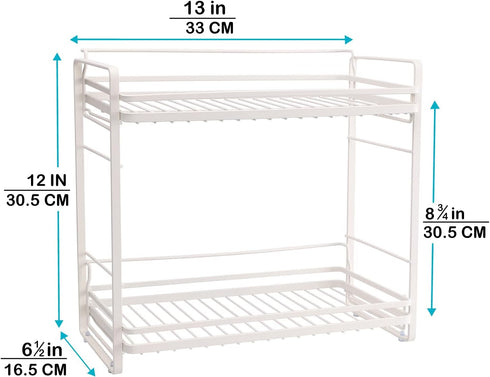 zccz 2-Tier Bathroom and Kitchen Organizer, Easy Assembly Storage in White Cream Color for Countertop