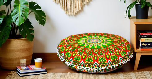 22 Inches Large Round seat Floor Cushion Chair Ottoman Cover Pouf Pillow Meditation Floor Cushions for Adults Seating