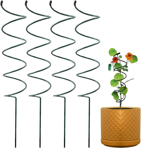 4Pack Spiral Tomato Stakes Plant Trellis Indoor Metal Wire Garden Trellis Small