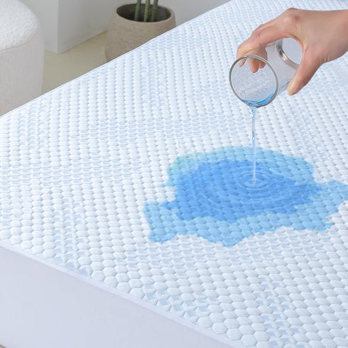 Nano-Cooling Fiber Mattress Protector King Size (76" x 80"), 100% Waterproof, Unrivaled Comfort for Every Family