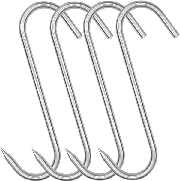 10 Inch Meat Hook, Heavy Duty 10mm S-Hooks Stainless Steel Meat Processing Butcher Hooks