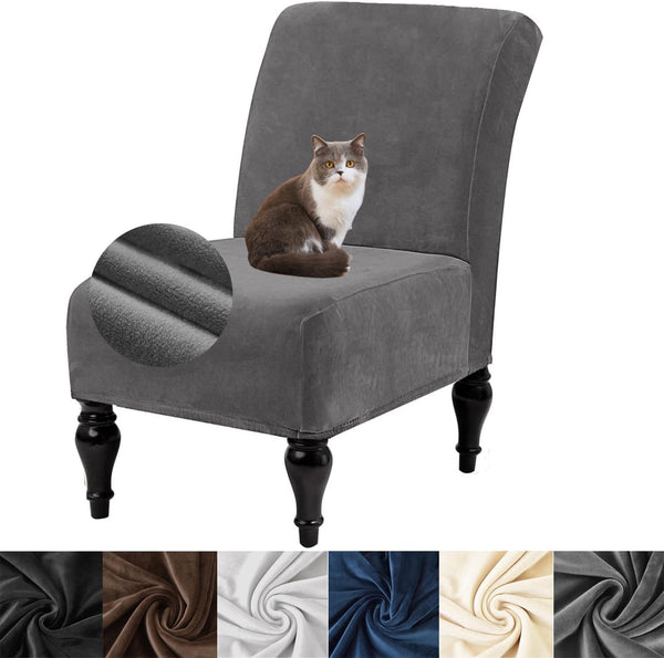 HFCNMY Armless Chair Cover,Stretch Velvet Armless Accent Chair Cover Slipcover Soft with Elastic