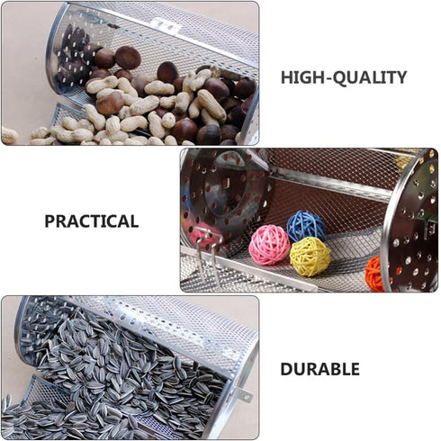 Hemoton 2pcs Stainless Steel Rotary Grill Oven Baking Cage, BBQ Grilled Cage for Air Fryer Toaster Oven