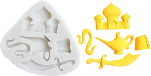 Aladdin Myth Themed Knife Teapot House Silicone Mold, DIY Jelly Shots, Handmade Ice Cream, Fondant Mold for Desserts