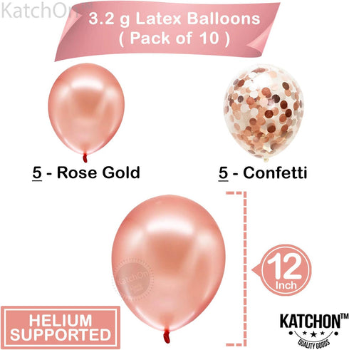 KatchOn Giant Rose Gold 19 Balloon, 40 Inch Birthday Balloons with Confetti for Happy 19th Birthday