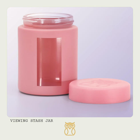 Stash Jar Smell Proof Container (4 oz), Matte Pink Viewing Jars for Herbs, Spices, Coffee, Air Tight Storage
