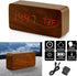 OCT17 Wooden Digital Alarm Clock, Multi-Function Smart Alarm Clock with USB Power Supply, Brown