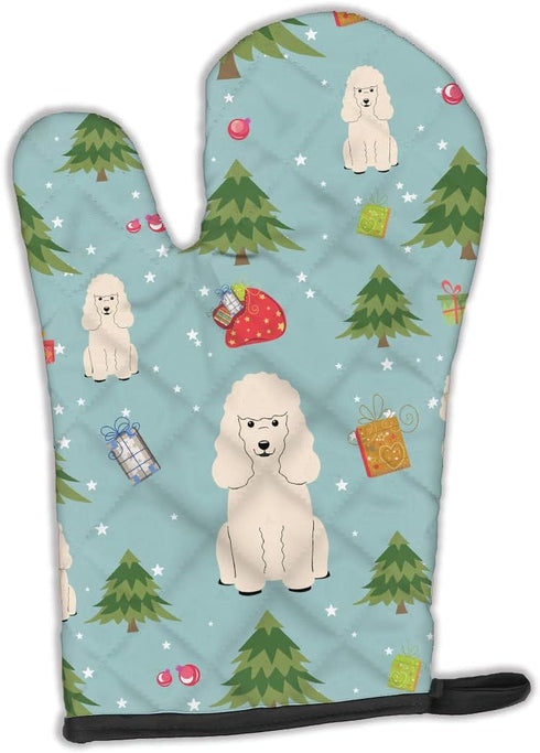 Caroline's Treasures BB4730OVMT Christmas Poodle White Oven Mitt - Heat Resistant for Hot Pans, Kitchen Mitt
