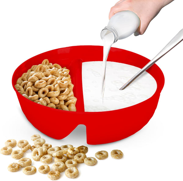 Just Solutions Crunch Anti-Soggy Cereal Bowl - Keeps Cereal Fresh & Crunchy, BPA Free, Microwave Safe, Red