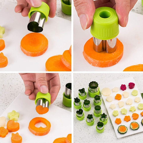 LetGoShop Cookie Cutter Sets for Kids, 12 Shapes Biscuit Cutters with Safety Handle & 10 Cartoon Food Forks