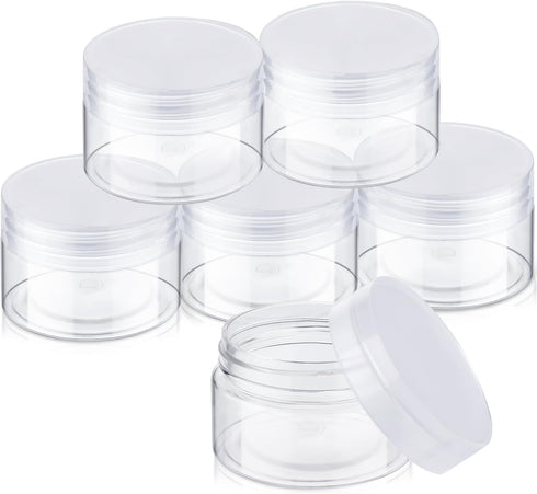 SATINIOR 6 Pack 4 oz Plastic Jars with Lids, Refillable Leakproof Round Empty Jars for Travel & Kitchen