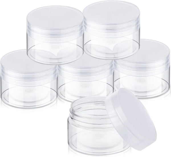 SATINIOR 6 Pack 4 oz Plastic Jars with Lids, Refillable Leakproof Round Empty Jars for Travel & Kitchen