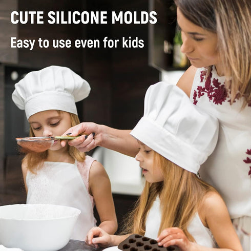 Chocolate Molds Silicone - Set of 6, Non-Stick & Food Grade Candy Molds for Chocolate, Jelly Candies, Truffles