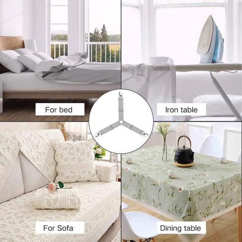 Foloda Bed Sheet Holders, 4 pcs Adjustable Fitted Sheet Straps, Clips Fasteners to Keep Sheets in Place