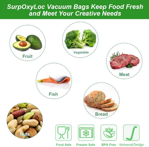 SurpOxyLoc 4 Pack 11x50 Vacuum Sealer Bags Rolls, BPA Free and Puncture Prevention, Seal a Meal Bags for Sous Vide