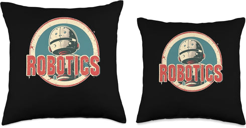 Retro for Teacher and Students Throw Pillow - Robot Robotics Engineer