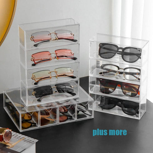Acrylic Sunglasses Organizer with 4 Lid Drawer, Rectangular Supplies for Bathroom, Dorm, Desk, Countertop Office