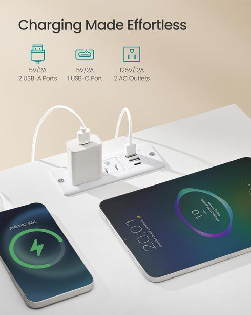1 2 ULGS301WH01S SONGMICS BELLAH Collection - Nightstand with Charging Station and App-Controlled Adjustable LED