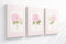 Pink Hydrangea Nursery Wall Art for Girls Room, Set of 3 Framed