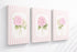 Pink Hydrangea Nursery Wall Art for Girls Room, Set of 3 Framed