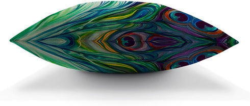 Moslion Peacock Feather Pillow Case 18" x 18" Inch Cotton Linen Throw Pillow Case Home Decorative Oil Painting Feathers