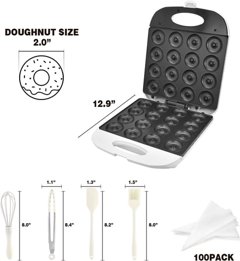 DSP All in One Mini Donut Maker - Non-Stick Electric Doughnut Machine for 16 Mini Donuts, 1400W